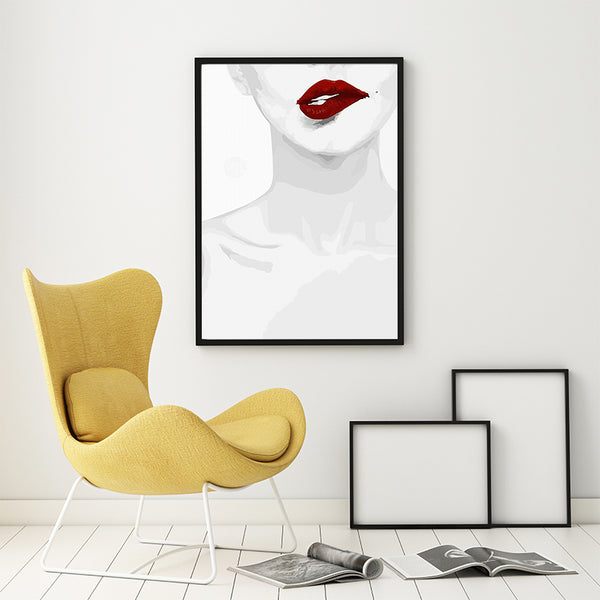 Biting Lips Canvas Wall Art